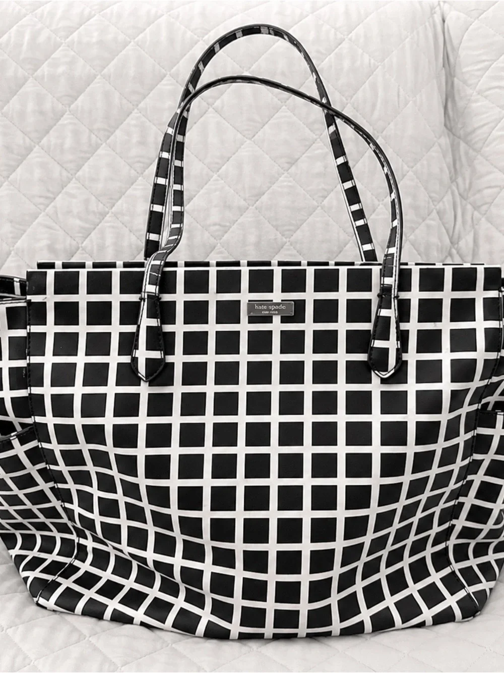 kate spade Black and White Grid Print Tote